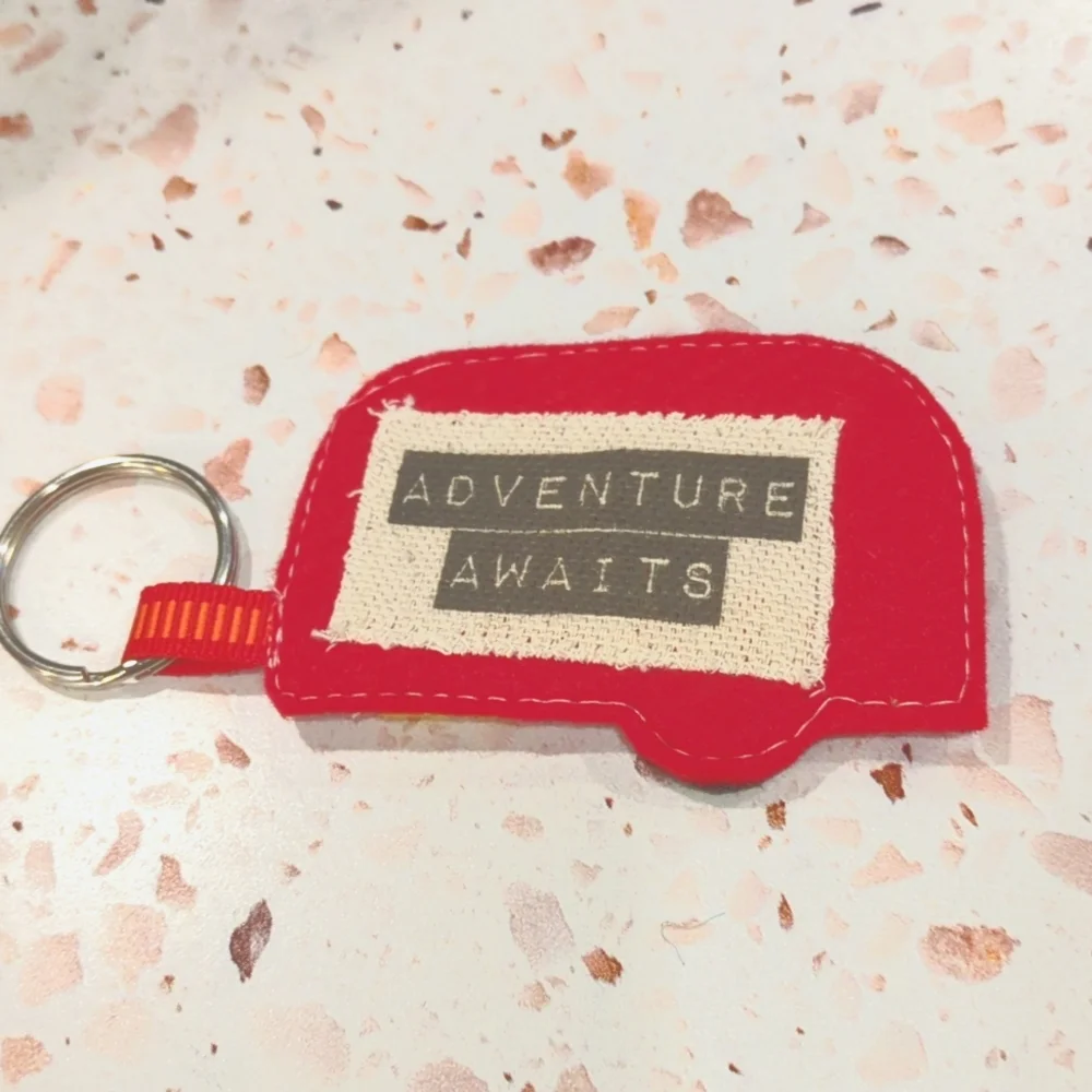 handcrafted red camper